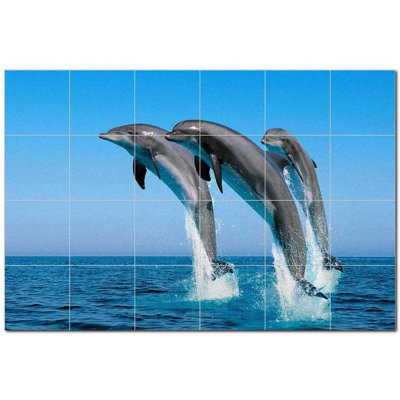 8 x 8 Ceramic Deer Decorative Mural Tile PictureTilescom Pattern Dolphin W404706