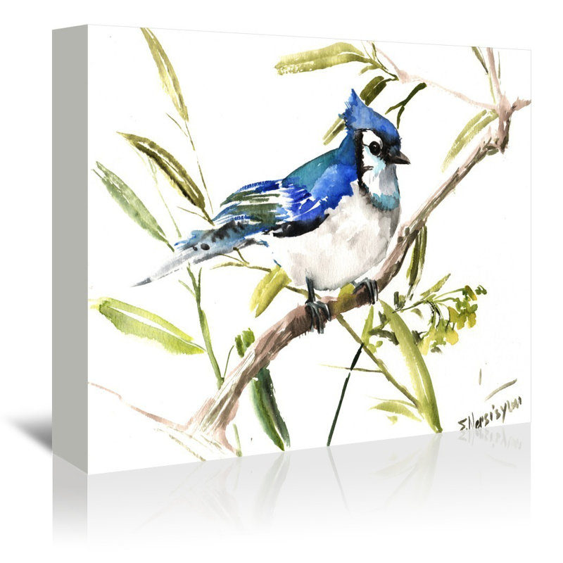 Red Barrel Studio Blue Jay 2 Painting Print On Gallery Wrapped