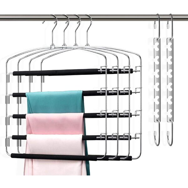 Details about   12 Clips Multilayer Skirt Pants Hangers Space Saving Metal Trousers Hangers 