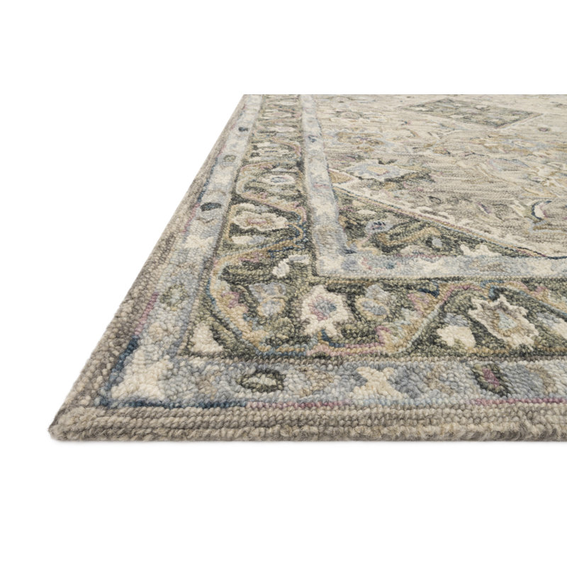 World Menagerie Carwell Hand Hooked Wool Gray Ivory Dark Green Area Rug Reviews Wayfair