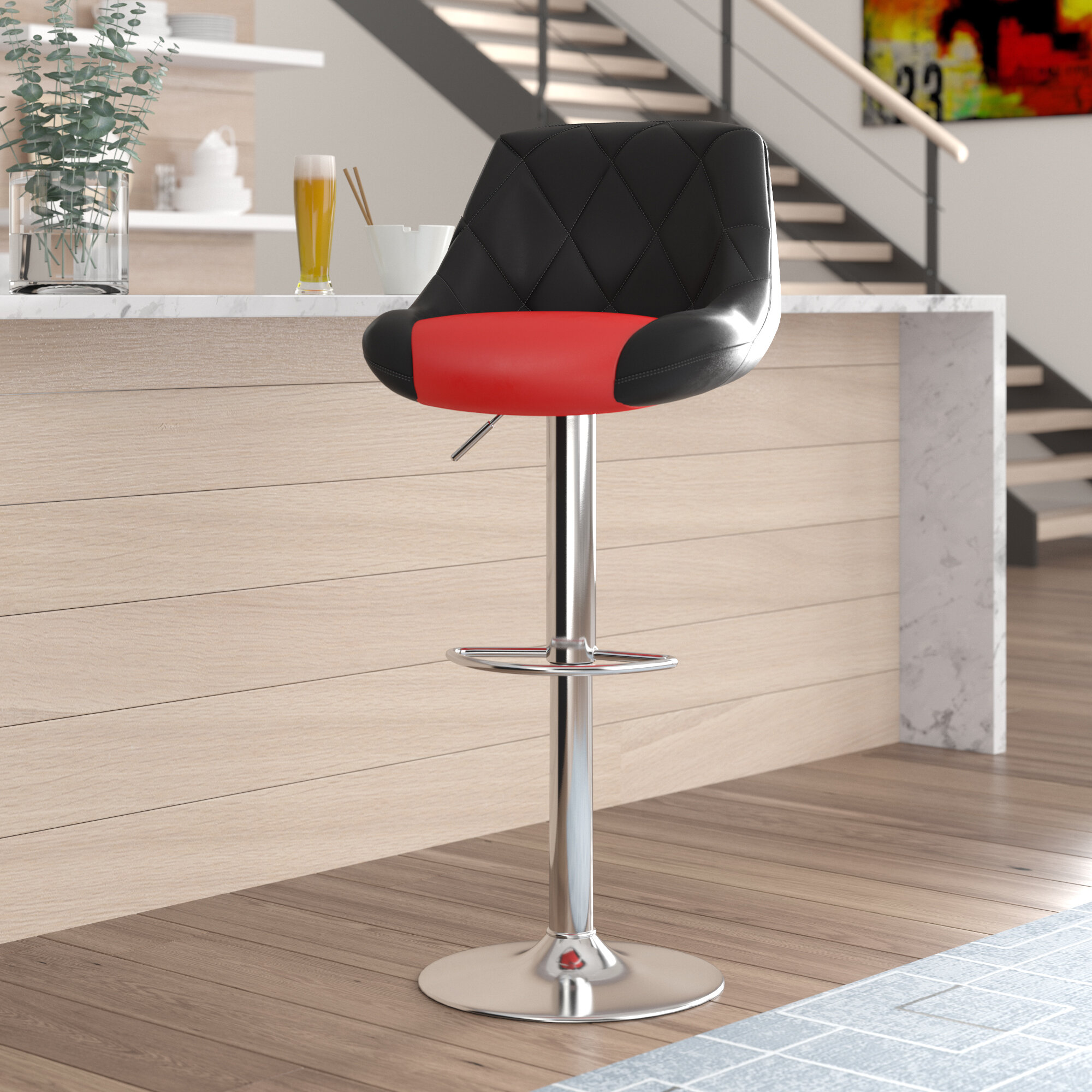 Model Bar Stool Chair Adjustable Swivel Dining Counter Bar Pub Set of 2 