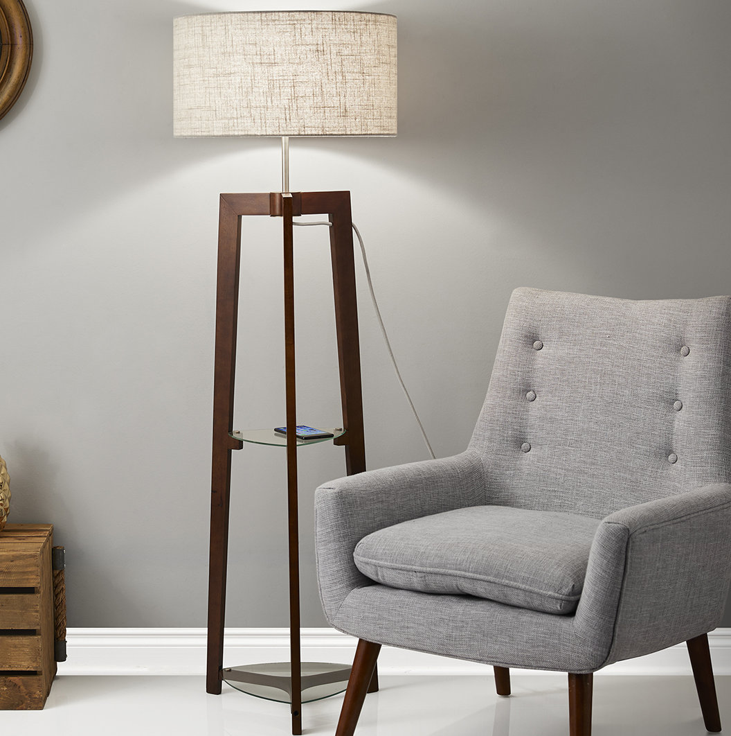 tripod floor lamp with shelf