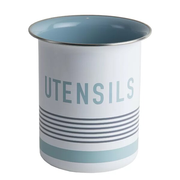 Ceramic Utensil Container（Round Pattern） Kitchen Cooking Utensil Holders Fine Embossed Cement Utensils Crock