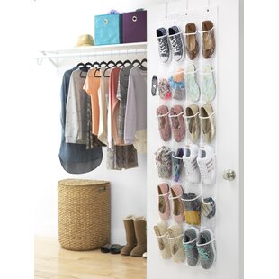 James Sports 24 Pockets Crystal Clear Over The Door Shoe Organizer Hanging Shoe Holder For Maximizing