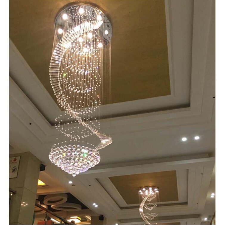 Two-color dimming Modern K9 Clear Crystal Ceiling Light Pendant Lamp Chandelier 