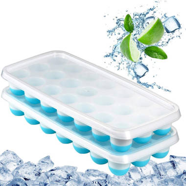 2 Pack Easy Release Plastic White Ice Cube Tray 