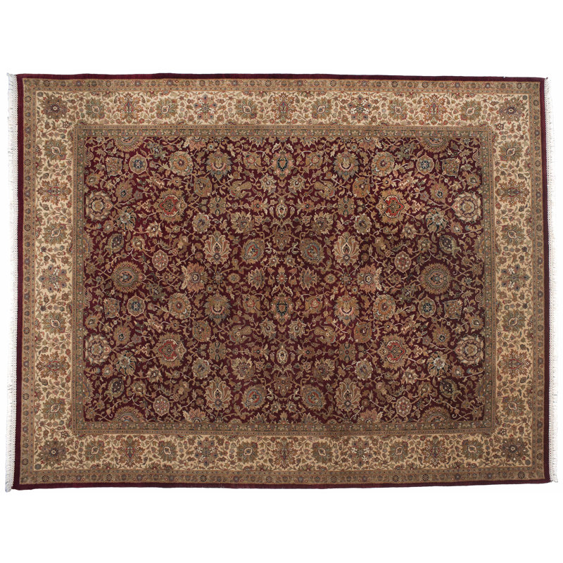 One-of-a-Kind Kashan Hand-Knotted 9'3" x 11'1" Wool Beige/Red Area Rug