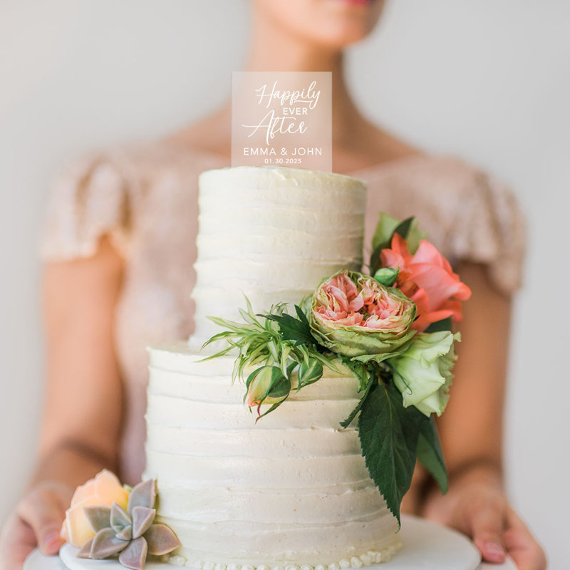 Koyal Wholesale Happily Ever After Couple Name Custom Wedding Cake Topper Wayfair