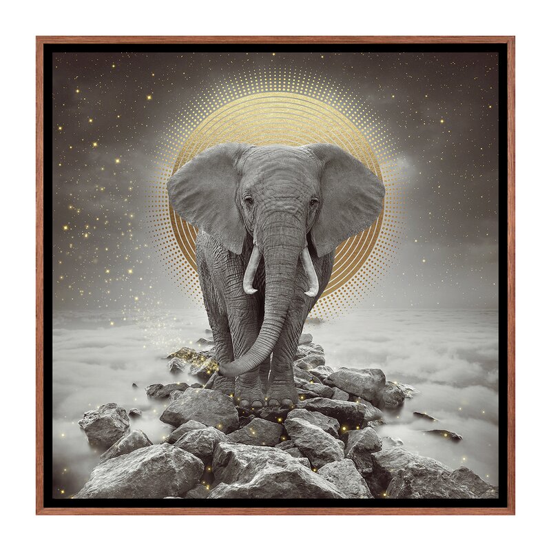 Elephant - on Rocks Stay Gold by Soaring Anchor Designs - Graphic Art Print
