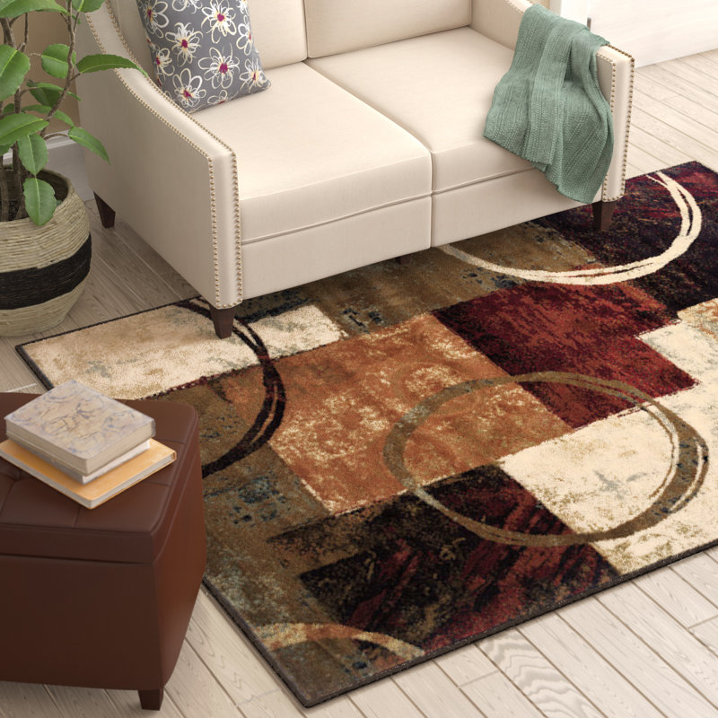 Winston Porter Shankle Abstract Brown Black Rusty Red Area Rug Winston Porter Shankle Abstract Brown