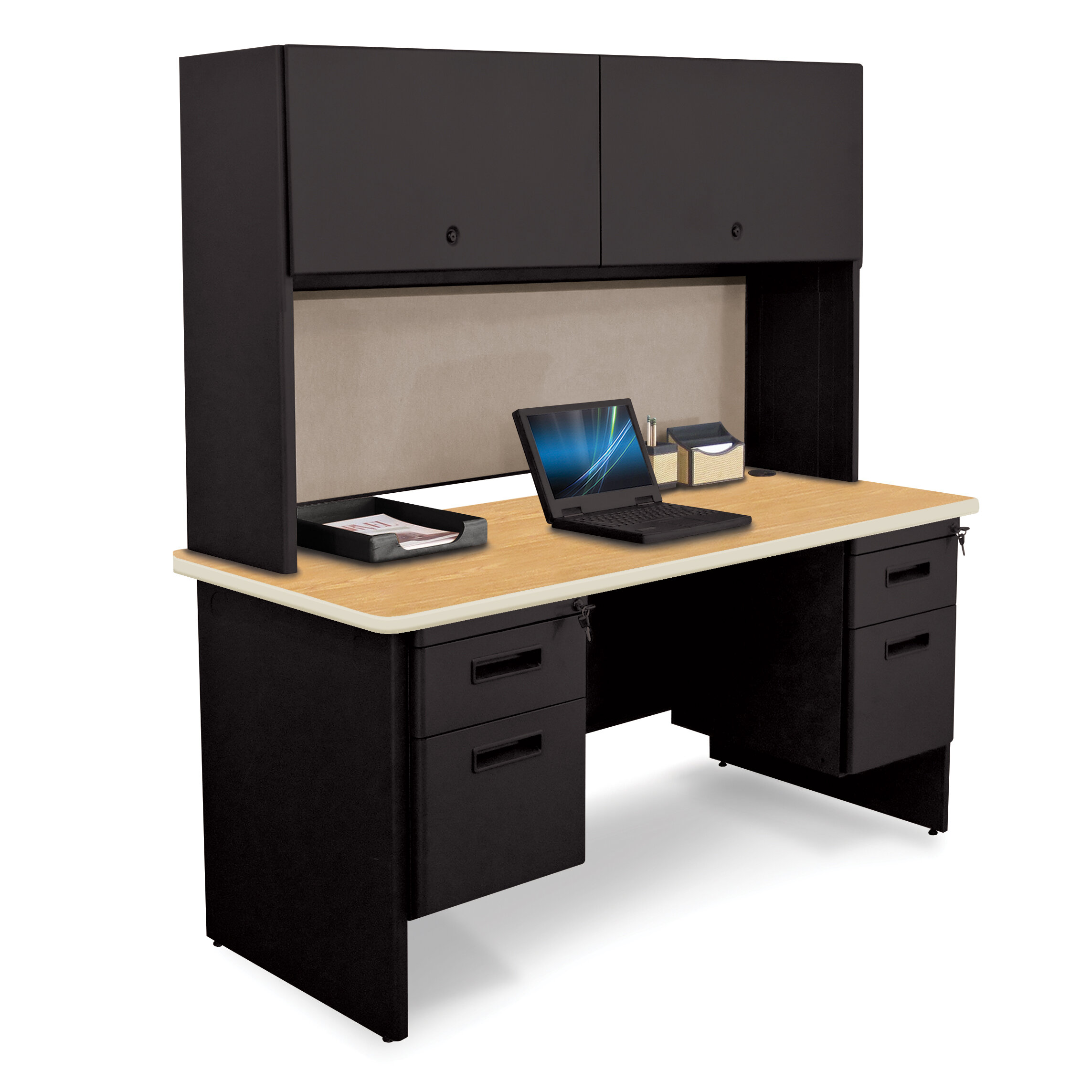 Red Barrel Studio Crivello Door And Lock Computer Desk With Hutch