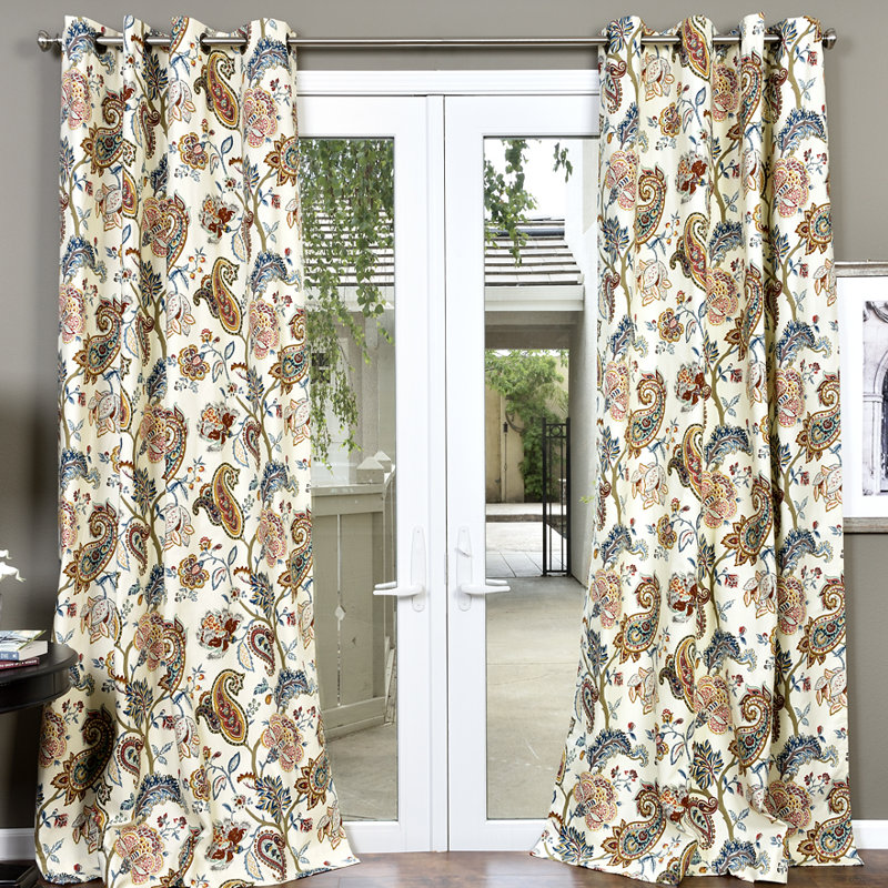 Three Posts Eastham Paisley Semi Sheer Grommet Single Curtain