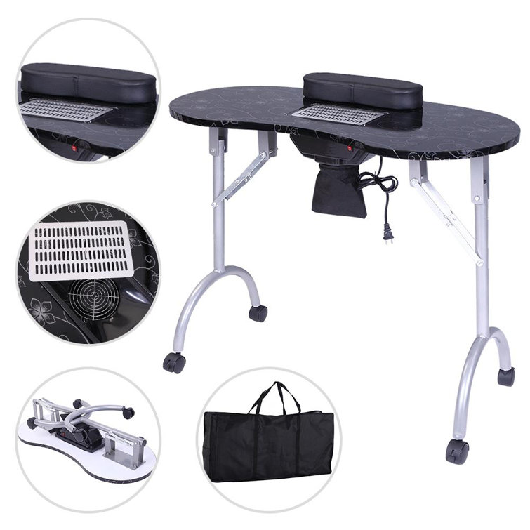 Dotted Line Marc Nail Manicure Table Desk Rolling Work Station Reviews Wayfair