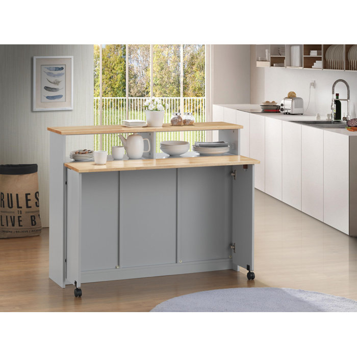 Canora Grey Wooden Kitchen Cart With Nine Open Storage