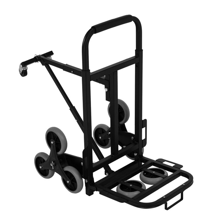 420LBS Capacity Handcart Luggage Cart with 6 Wheels and 2 Backup Wheels INTBUYING Stair Climbing Cart Portable Folding Hand Truck -No Casters Black 