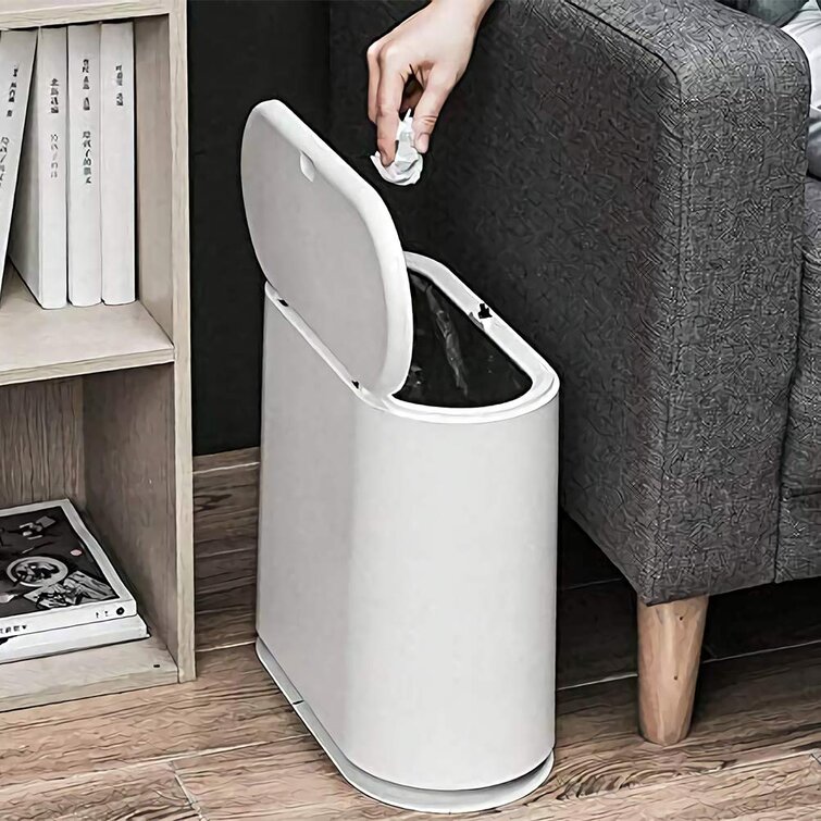 Slim Trash Can Plastic Wastebasket Garbage Container Bin for Bathroom Kitchen Office