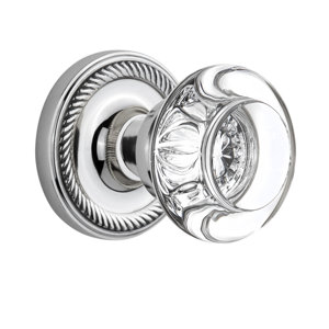 Round Clear Crystal Glass Passage Door Knob with Rope Rosette
