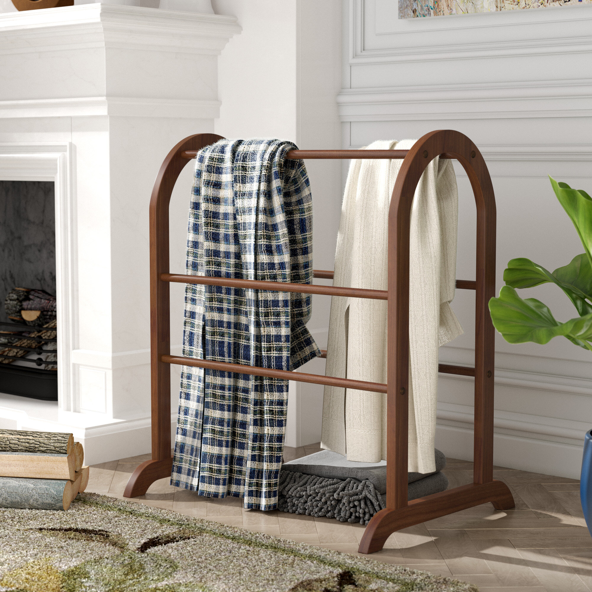 Wooden Quilt Rack Blanket Hanger Holder Stand Room Dorm Cabin NEW 