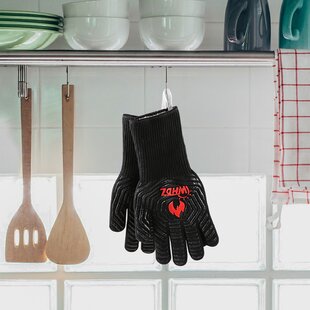 2PCS Heat Proof Resistant Oven BBQ Gloves 35cm Kitchen Cooking Hot Silicone Mitt 