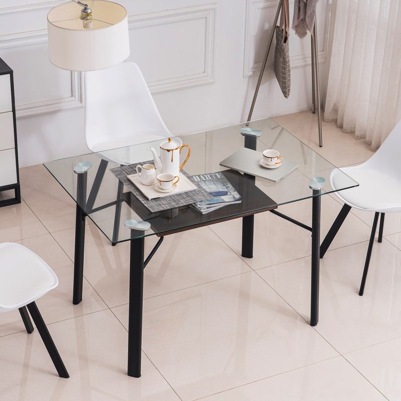 George Oliver Ivinta Modern Glass Dining Table For 4 6 Kitchen Table Rectangular Dinner Table Accent Table Mid Century Computer Desk Office Desk For Dining Doom Living Room 29 52 Hx31 49 Wx47 2 L Wayfair