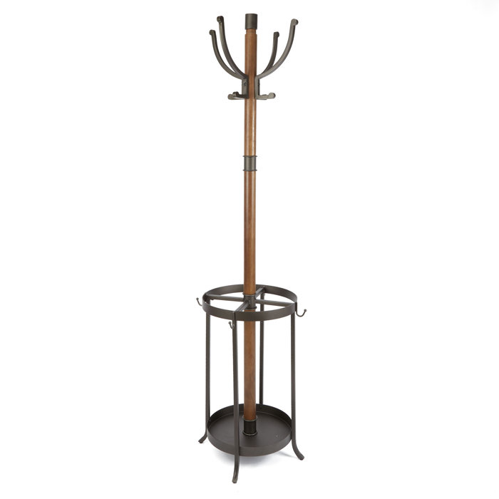 17 Stories Andreas Wood And Metal Coat Rack With Umbrella Stand Andreas Wood And Metal Coat Rack With Umbrella Stand