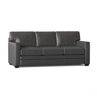 Wayfair Custom Upholstery Jennifer Genuine Leather 81 Rolled Arm