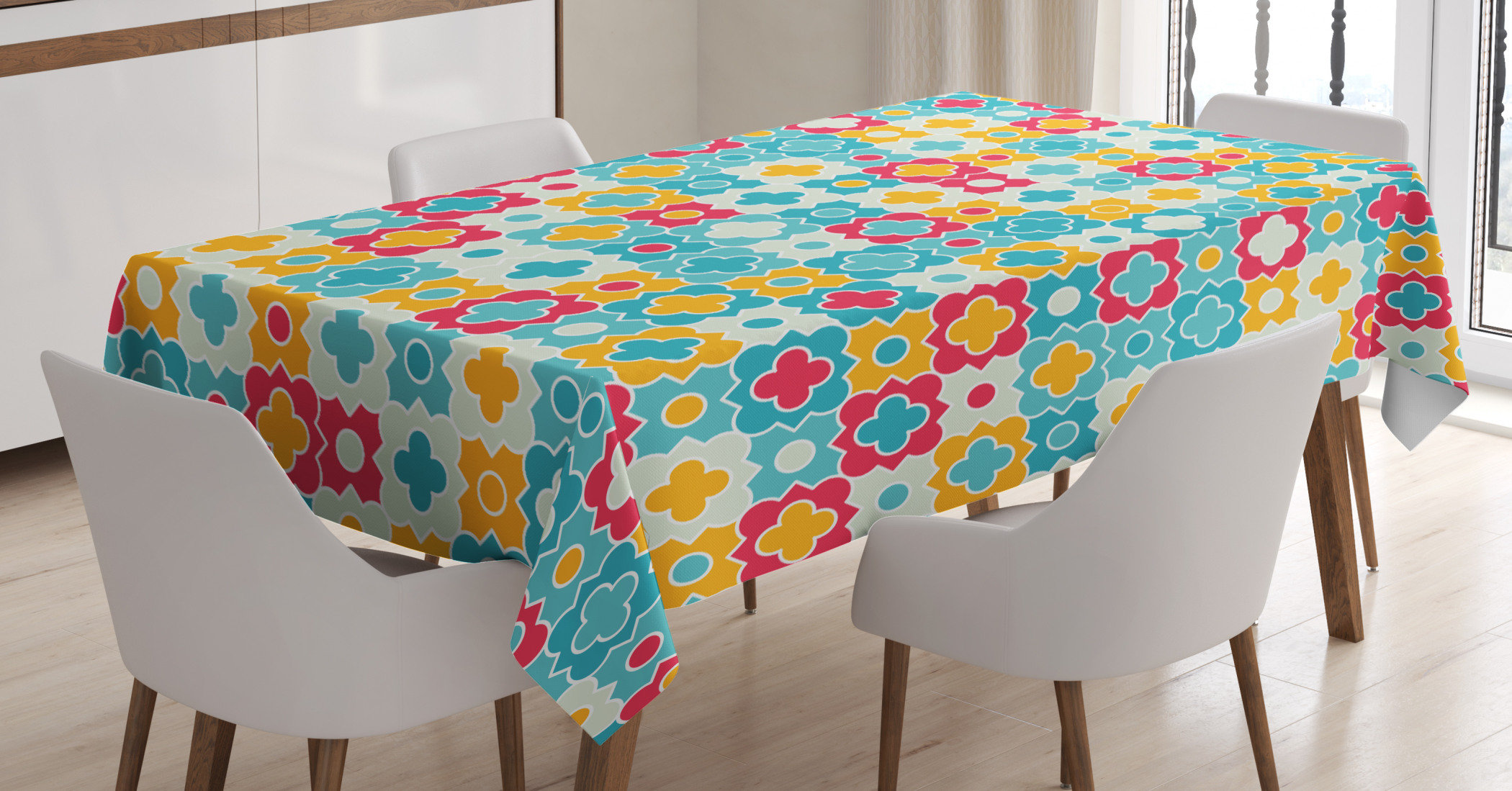 East Urban Home Ambesonne Quatrefoil Tablecloth Clover Leaves