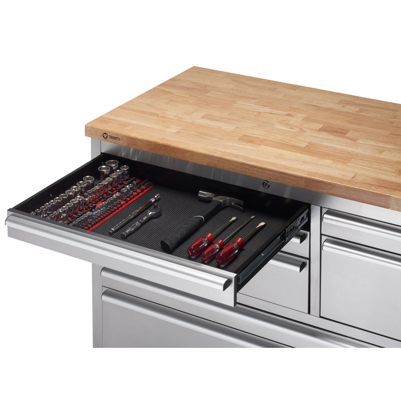 Wfx Utility 7 Drawer 48 W Butcher Block Top Workbench Wayfair
