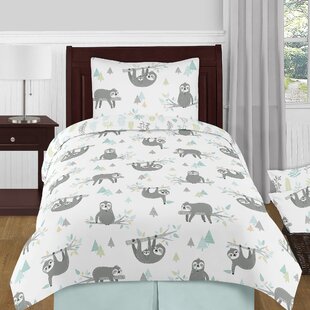 INSTANTARTS You are Awesome Sloth 3 Piece Bedding Sets Cute Baby Duvet Cover with 2 Pillowcase for Home Bedroom Decoration Twin, Beige 