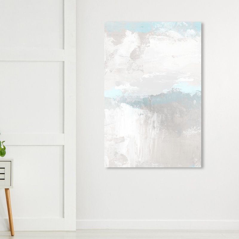 House Of Hampton Oleaje Gray And Light Blue Painting On Canvas