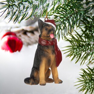 GERMAN SHEPHERD DOG CHRISTMAS ORNAMENT HOLIDAY XMAS Figurine Scarf  gift