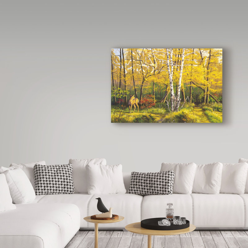 Trademark Art Whitetail Deer In Fall Acrylic Painting Print On