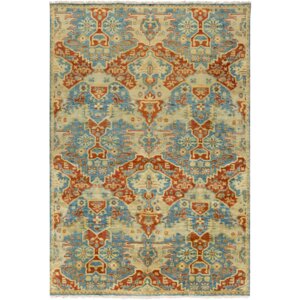 Barfield Hand-Knotted Burnt Orange Area Rug