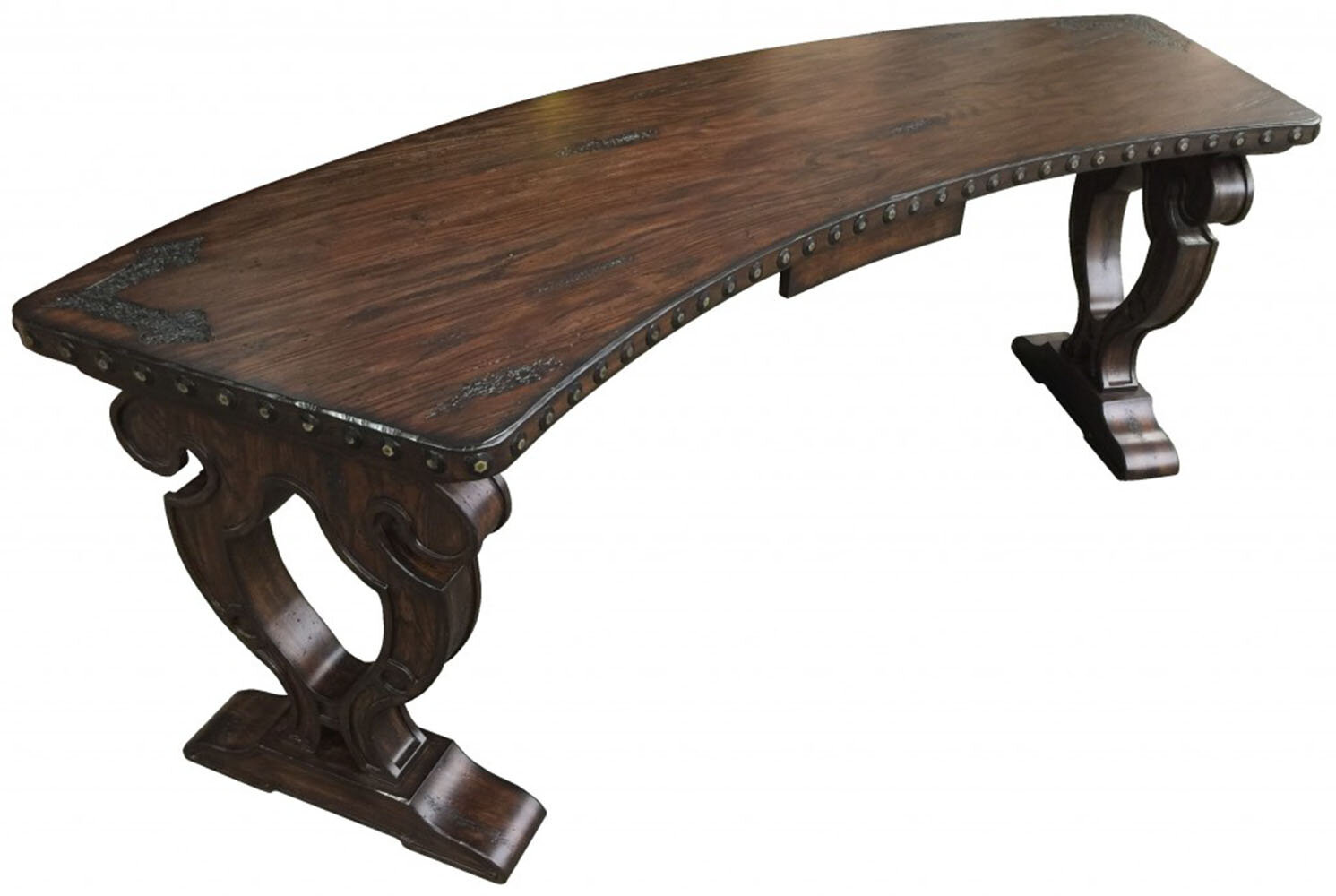 curved wood writing desk