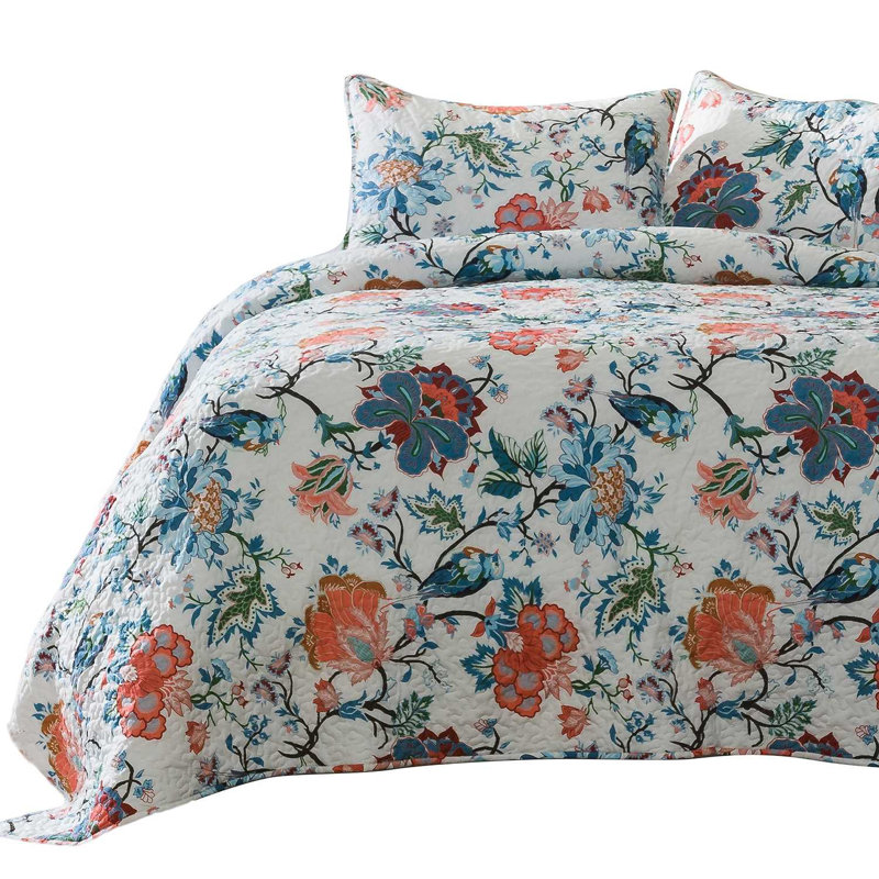 Charlton Home Torrez Floral Bird Quilt Set & Reviews Wayfair
