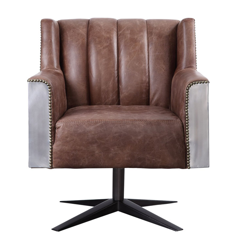 Major Q Top Grain Leather Aluminum Frame Office Chair In Retro Brown Wayfair