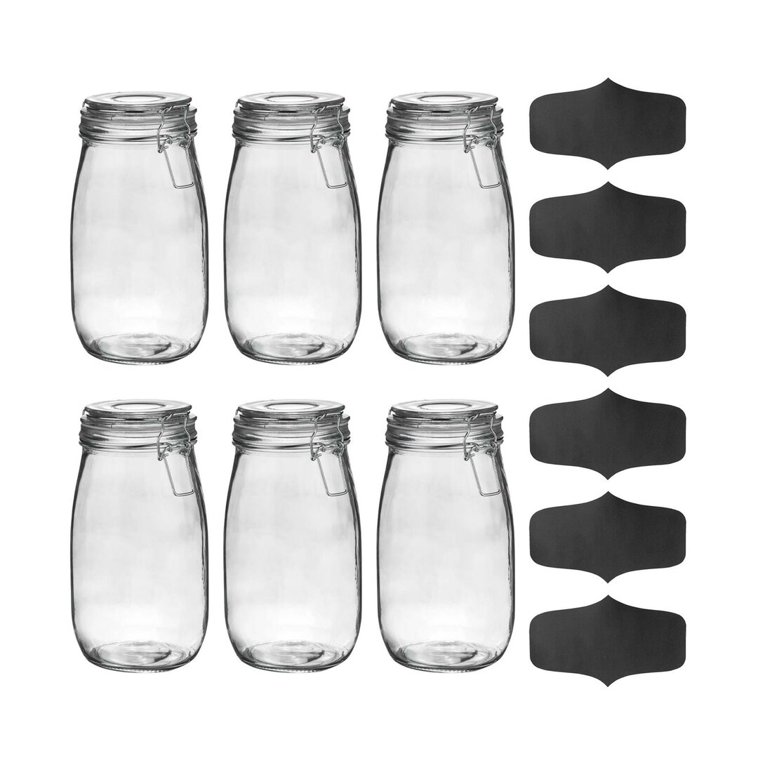 1500ml Preserving Jar with Airtight Clip Lid and Chalkboard Stickers 