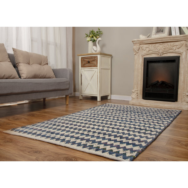 Longshore Tides Makaila Handwoven Flatweave Cotton Blue/Gray Area Rug