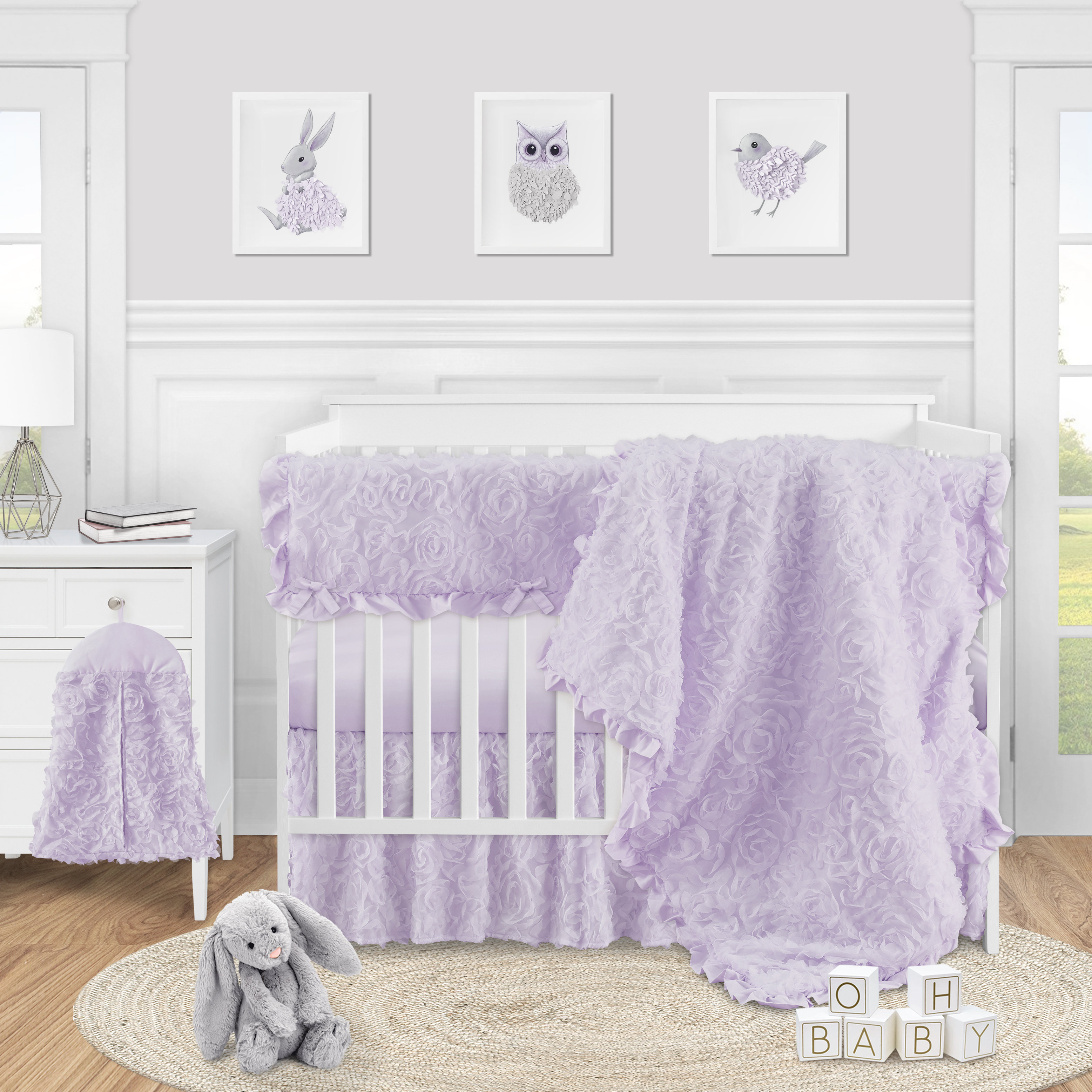 purple ruffle crib skirt