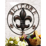 Add texture visual to wall Black Metal Wall Pediment with Fleur-De-Lis on Top
