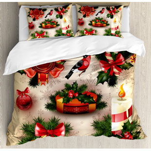 christmas vintage classical religious candle bell mistletoe ribbon bird art print duvet cover set - Christmas Bedding Sets christmas vintage classical religious candle bell mistletoe ribbon bird art print duvet cover set - Christmas Bedding Sets