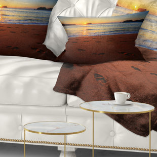 Foot Pillow Wayfair Seas Foot Printed Sandy Ocean Beach Lumbar Pillow