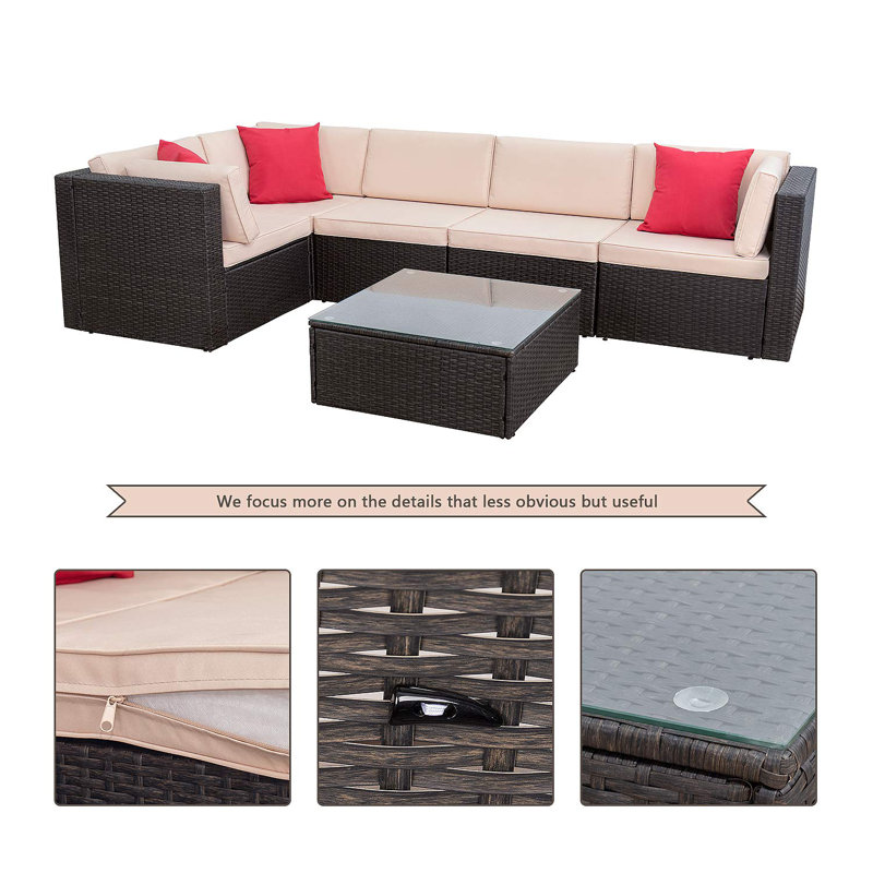 Brayden Studio Chesterle 6 Piece Sectional Seating Group With