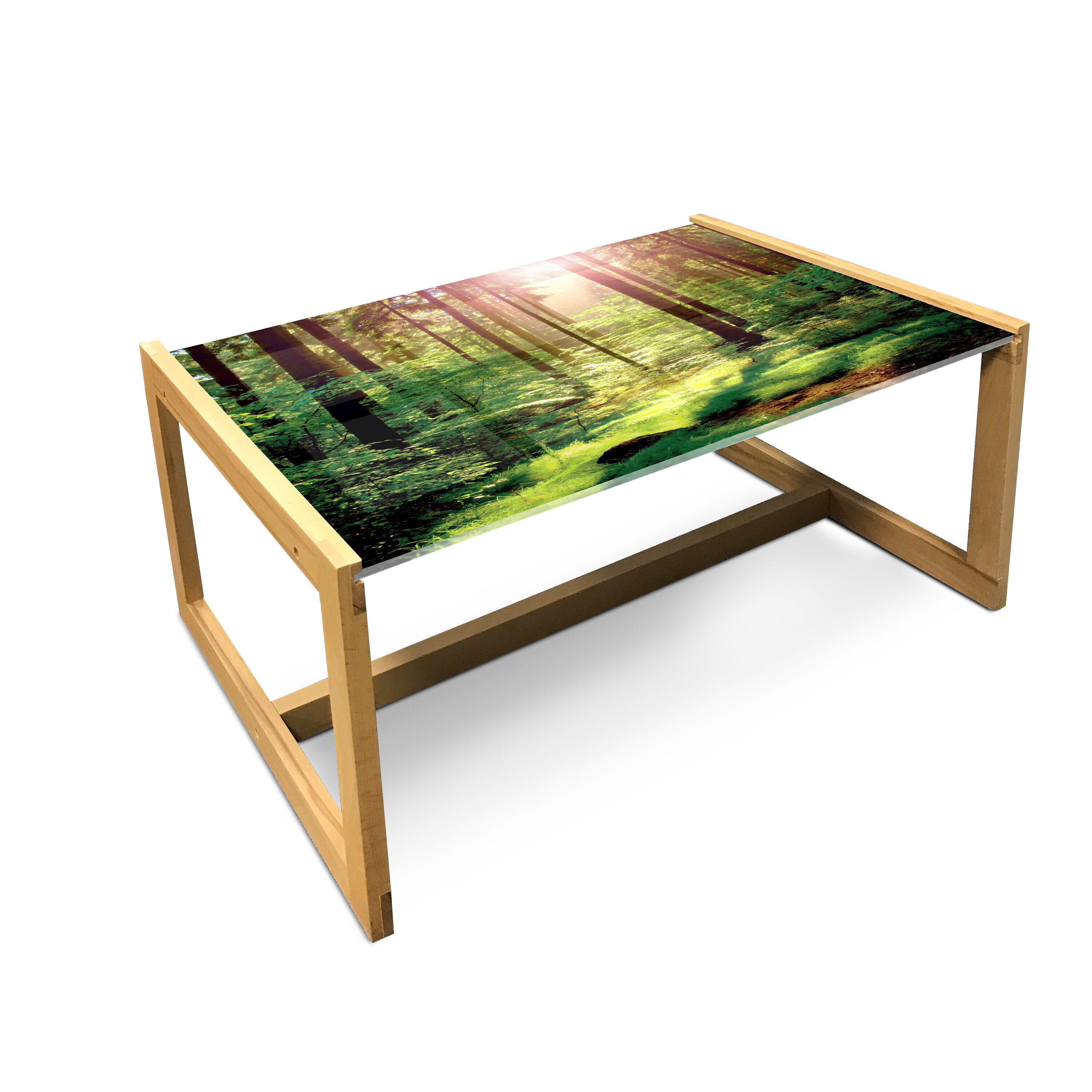East Urban Home Forest Coffee Table, Forest In Spring Time Sunset Moss ...