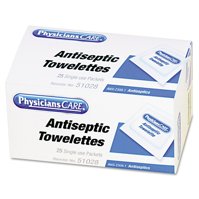 Physicianscare First Aid Antiseptic Towelettes, Box of 25