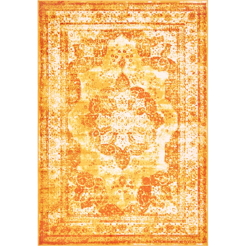 Mistana Brandt Power Loom Yellow Orange Rug Reviews Wayfair,Brown Hair Girl Drawing Aesthetic