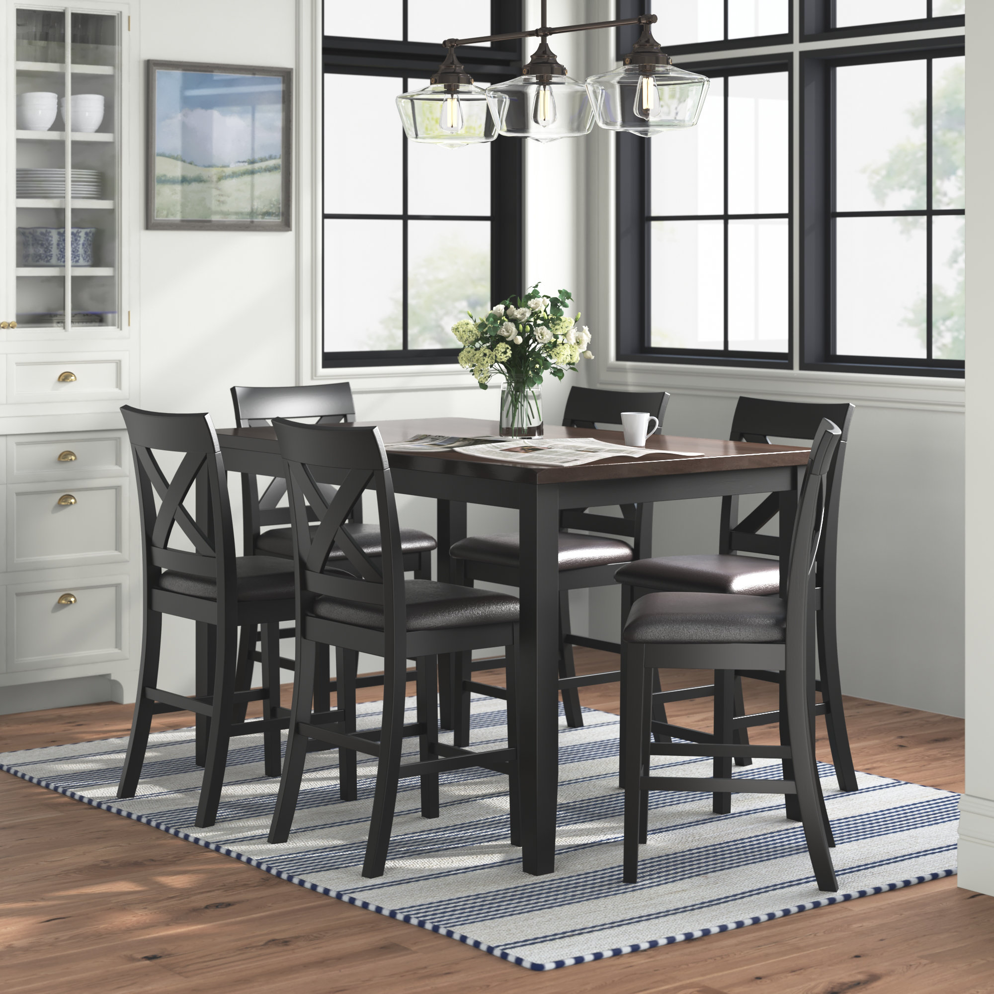 black and white counter height dining set