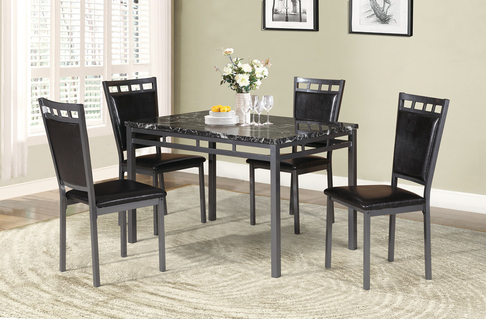 Ebern Designs Chittening Marble And Metal 5 Piece Dining Set Wayfair