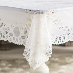Vintage Lace Tablecloth Wayfair Fenn Crochet Vinyl Lace Rectangle Tablecloth
