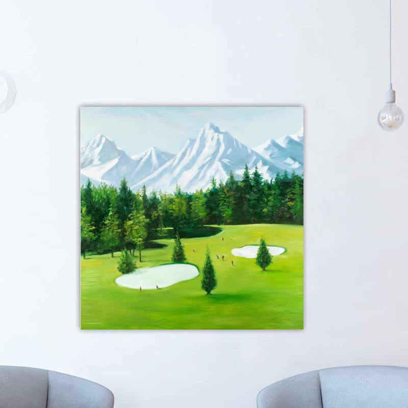 Winston Porter Golf Course With Mountains View Oil Painting